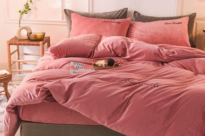 Crystal velvet thick warm bed sheets 4piece set (3)