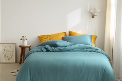 Pure cotton simple solid color homestay bedding set (6)